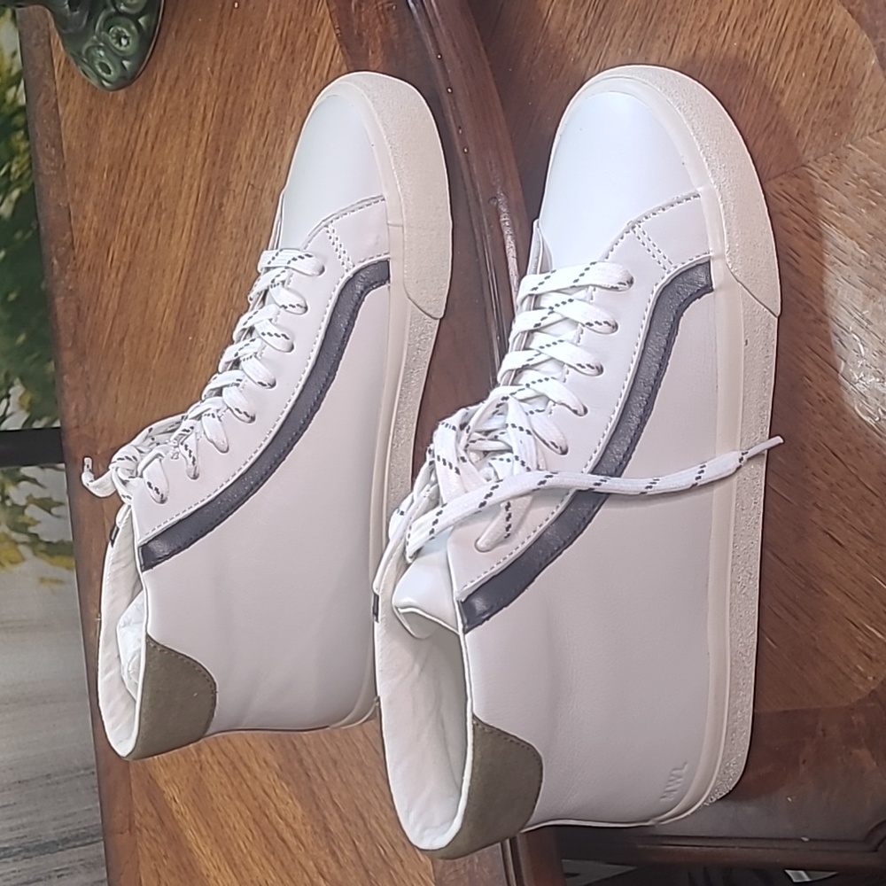 New! Madewell Sidewalk Womens 8 Mens 6.5 high top leather white black sneakers